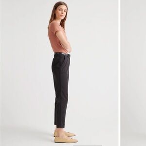 QUINCE WOMEN STRETCH COTTON TWILL GIRLFRIEND BLACK CROPPED CHINO PANTS CORPCORE